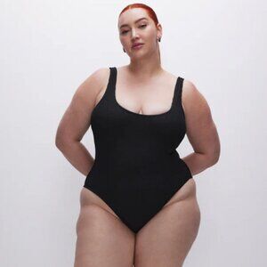 NWT Good American Always Fits Modern Tank Black One Piece Swimsuit Size 7/8